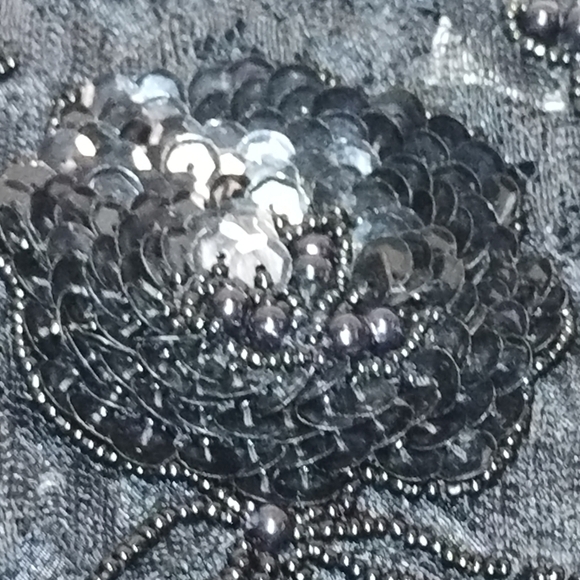 Vintage Black Chiffon Dress with Gold Sequin & Beaded Bodice – Holiday Glam Cock - Picture 5 of 9